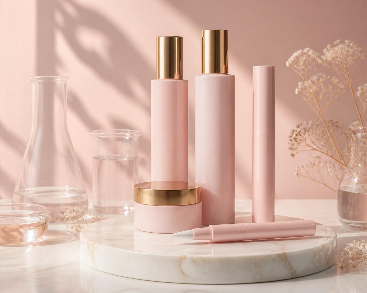 Elevares produkter i en ljus studio med blush-rosa toner